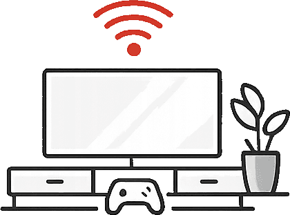 Home fibre broadband — TV, gaming and Wi‑Fi illustration, Christchurch