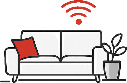 Home fibre lite broadband — lounge Wi‑Fi illustration, Christchurch